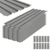 Juego de 12 Paneles para Tejado de Acero Galvanizado 7m² para Caseta de Herramientas Cobertizo 129x45cm Gris Claro - Ogal.Es