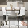 Juego de 6 Sillas de Comedor Tapizada en PU con Respaldo Alto con Botones y Patas de Acero Diseño Moderno Blanco - Ogal.Es