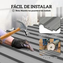 Juego de 12 Paneles para Tejado de Acero Galvanizado 7m² para Caseta de Herramientas Cobertizo 129x45cm Gris Claro - Ogal.Es