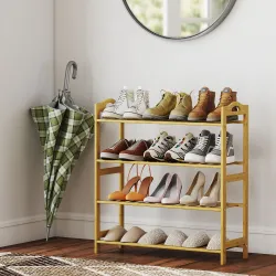 Estantería para Zapatos de Bambú para 12 Pares de Zapatos para Entrada Pasillo Dormitorio 67,5x24,7x72 cm Natural - Ogal.Es