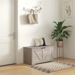 Baúl de Almacenaje para Dormitorio 100 L Puff de Almacenaje con Tapa Bisagra de Seguridad 80x40x45 cm Gris - Ogal.Es