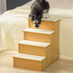 Escalera para Mascotas Escalones para Perros Gatos con Acolchados Desmontables Carga 30 kg 40x59x54,2 cm Natural... - Ogal.Es