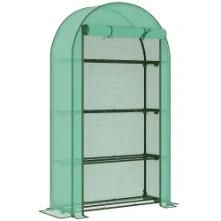Invernadero de Exterior con 4 Estantes Puerta Enrollable Cubierta de PE y Marco de Acero 105x45x160 cm Verde - Ogal.Es