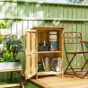 Caseta de Jardín de Madera 63,5x40x90 cm Armario para Almacenaje de Herramientas con 2 Estantes y Puerta Natural - Ogal.Es