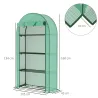 Invernadero de Exterior con 4 Estantes Puerta Enrollable Cubierta de PE y Marco de Acero 105x45x160 cm Verde - Ogal.Es