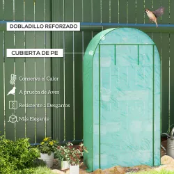 Invernadero de Exterior con 4 Estantes Puerta Enrollable Cubierta de PE y Marco de Acero 105x45x160 cm Verde - Ogal.Es