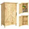 Caseta de Jardín de Madera 63,5x40x90 cm Armario para Almacenaje de Herramientas con 2 Estantes y Puerta Natural - Ogal.Es