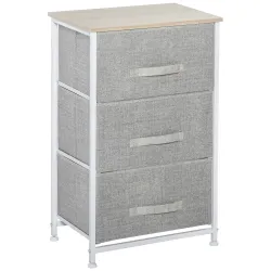 Cómoda con 3 Cajones de Tela Marco de Acero Cajonera para Salón Oficina Vestidor Gris - Ogal.Es