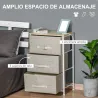 Cómoda con 3 Cajones de Tela Marco de Acero Cajonera para Salón Oficina Vestidor Gris - Ogal.Es
