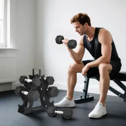 Juego de Mancuernas de 6 Piezas 2 x2 kg 2 x5 kg 2 x8 kg con Soporte de Almacenaje para Entrenamiento en Casa Gim... - Ogal.Es