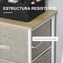 Cómoda con 3 Cajones de Tela Marco de Acero Cajonera para Salón Oficina Vestidor Gris - Ogal.Es