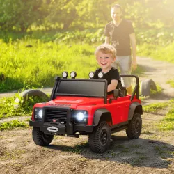 Coche Eléctrico para Niños con Licencia Land Rover 12V Control Remoto Sistema de Suspensión USB MP3 Faros Rojo - Ogal.Es
