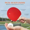 Palas de Ping Pong con 4 Raquetas 8 Pelotas y Estuche de Transporte para Principiantes Expertos Rojo - Ogal.Es
