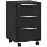 Cajonera de Escritorio con 3 Cajones Ruedas Cerradura y 2 Llaves para Estudio Salón 40x40x63,5 cm Negro - Ogal.Es