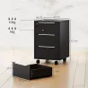 Cajonera de Escritorio con 3 Cajones Ruedas Cerradura y 2 Llaves para Estudio Salón 40x40x63,5 cm Negro - Ogal.Es