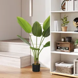 Planta Artificial Decorativa 109 cm Planta Artificial Ave del Paraíso con Maceta y Hojas para Interior Verde - Ogal.Es