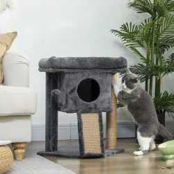 Árbol Rascador para Gatos Pequeños 57 cm con Rampa para Rascar Cueva Cama y Bola Colgante 40x40x57 cm Gris Oscuro - Ogal.Es