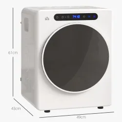 Secadora de Evacuación 3 KG 1000W Función Antiarrugas Función Esterilizar Temporizador Pantalla LED Táctil Blanco - Ogal.Es