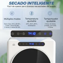 Secadora de Evacuación 3 KG 1000W Función Antiarrugas Función Esterilizar Temporizador Pantalla LED Táctil Blanco - Ogal.Es