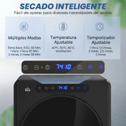 Secadora de Evacuación 3 KG 1000W Función Antiarrugas Función Esterilizar Temporizador Pantalla LED Táctil Negro - Ogal.Es