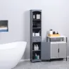 Armario Alto de Baño Estrecho con 1 Cajón y 3 Estantes Abiertos Estilo Moderno 34x24x170 cm Gris - Ogal.Es