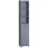 Armario Alto de Baño Estrecho con 1 Cajón y 3 Estantes Abiertos Estilo Moderno 34x24x170 cm Gris - Ogal.Es