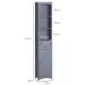 Armario Alto de Baño Estrecho con 1 Cajón y 3 Estantes Abiertos Estilo Moderno 34x24x170 cm Gris - Ogal.Es