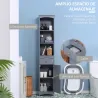 Armario Alto de Baño Estrecho con 1 Cajón y 3 Estantes Abiertos Estilo Moderno 34x24x170 cm Gris - Ogal.Es