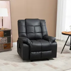 Sillón de Masaje Reclinable con 8 Puntos de Masaje Mando a Distancia Tapizado en PU Reposapiés Bolsillo Lateral ... - Ogal.Es