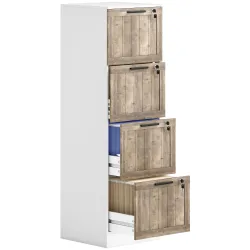Cajonera de Escritorio con 4 Cajones Cerradura 2 Llaves Barras Colgantes para A4 Carta 39,4x40x129 cm Blanco y M... - Ogal.Es