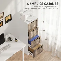 Cajonera de Escritorio con 4 Cajones Cerradura 2 Llaves Barras Colgantes para A4 Carta 39,4x40x129 cm Blanco y M... - Ogal.Es