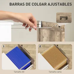 Cajonera de Escritorio con 4 Cajones Cerradura 2 Llaves Barras Colgantes para A4 Carta 39,4x40x129 cm Blanco y M... - Ogal.Es