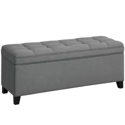 Banco de Almacenaje con 2 Bisagras de Seguridad Tapa Abatible para Dormitorio Salón 120x40x48 cm Gris Oscuro - Ogal.Es