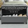 Banco de Almacenaje con 2 Bisagras de Seguridad Tapa Abatible para Dormitorio Salón 120x40x48 cm Gris Oscuro - Ogal.Es
