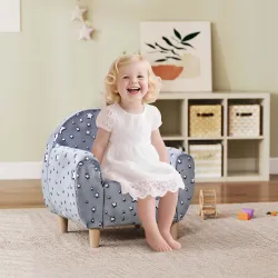 Sofá Infantil con Diseño de Estrellas que Brillan en la Oscuridad Tejido Suave de Terciopelo 55x40x55 cm Gris - Ogal.Es