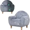 Sofá Infantil con Diseño de Estrellas que Brillan en la Oscuridad Tejido Suave de Terciopelo 55x40x55 cm Gris - Ogal.Es