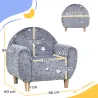 Sofá Infantil con Diseño de Estrellas que Brillan en la Oscuridad Tejido Suave de Terciopelo 55x40x55 cm Gris - Ogal.Es