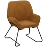 Butaca de Salón con Asiento Ancho y Acolchado Tapizado en Terciopelo Patas de Metal Sillón para Salón Marrón - Ogal.Es