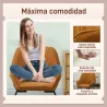 Butaca de Salón con Asiento Ancho y Acolchado Tapizado en Terciopelo Patas de Metal Sillón para Salón Marrón - Ogal.Es