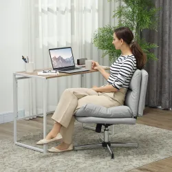 Silla de Oficina sin Brazos con Altura Ajustable Función de Basculante Base Cruzada y Asiento Amplio Gris - Ogal.Es