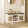Banco Zapatero con Puertas Frentes de Ratán Estantes Ajustables y Abiertos para Entrada Dormitorio 105x35x47 cm ... - Ogal.Es