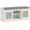Banco Zapatero con Puertas Frentes de Ratán Estantes Ajustables y Abiertos para Entrada Dormitorio 105x35x47 cm ... - Ogal.Es