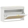 Banco Zapatero Boho con Asiento Acolchado Puerta de Ratán Cajón Abatible Estante Ajustable 8 Pares 80x26x47,5 cm... - Ogal.Es