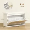 Banco Zapatero Boho con Asiento Acolchado Puerta de Ratán Cajón Abatible Estante Ajustable 8 Pares 80x26x47,5 cm... - Ogal.Es