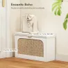 Banco Zapatero Boho con Asiento Acolchado Puerta de Ratán Cajón Abatible Estante Ajustable 8 Pares 80x26x47,5 cm... - Ogal.Es