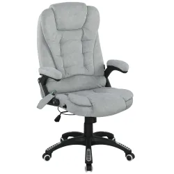 Silla Oficina con Masaje de 6 Puntos con Función Basculante con Calefacción Altura Ajustable 65x71x110-120 cm Gris - Ogal.Es