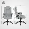 Silla Oficina con Masaje de 6 Puntos con Función Basculante con Calefacción Altura Ajustable 65x71x110-120 cm Gris - Ogal.Es