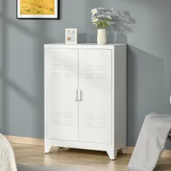 Armario Metálico con 2 Puertas y 2 Baldas Ajustables Mueble Multiusos para Oficina Salón Dormitorio 75x33x110cm ... - Ogal.Es