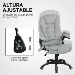 Silla Oficina con Masaje de 6 Puntos con Función Basculante con Calefacción Altura Ajustable 65x71x110-120 cm Gris - Ogal.Es