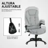 Silla Oficina con Masaje de 6 Puntos con Función Basculante con Calefacción Altura Ajustable 65x71x110-120 cm Gris - Ogal.Es